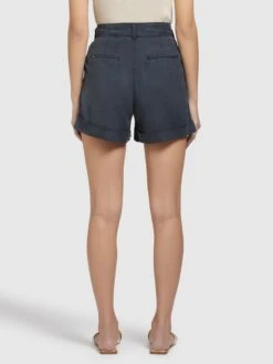 Khujo Shorts Loosefit Bandplooibroek Elida Dames Donkerblauw -Khujo 065952582fbe9fcee8ad2baaa193889b