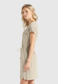 Khujo Jerseyjurken Jurk ANNEMARIE Dames Beige / Wit -Khujo 874d8a4fb804d113738cf0a6df6f78d3