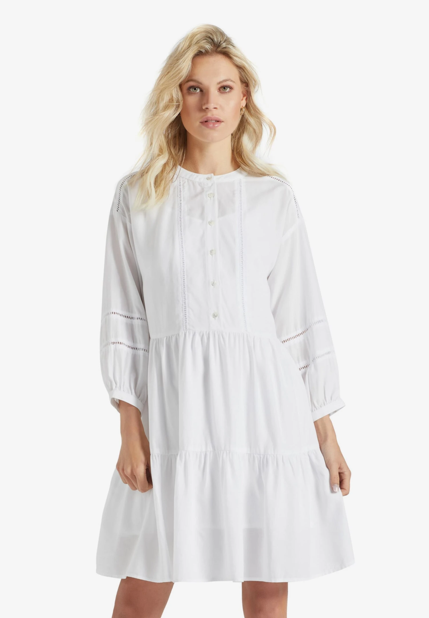 Khujo Blousejurken Blousejurk Crepes Dames Wit 4 Khujo Blousejurken Blousejurk Crepes Dames Wit - Afbeelding 2