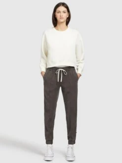 Khujo Pantalons Tapered Broek SANDI Dames Antraciet -Khujo c91ca4892f2a5eeb94370deb41edf256